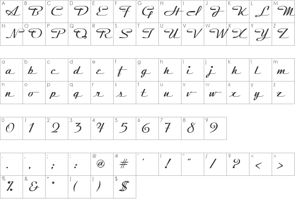 Streamline font character map preview