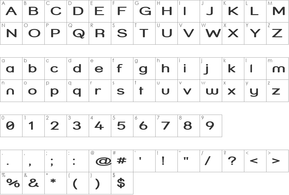 Street  SemiBold Expanded font character map preview