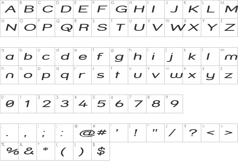 Street - Expanded font character map preview