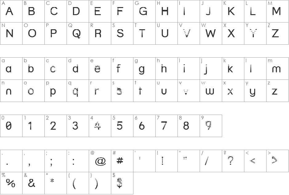 Street - Lined font character map preview