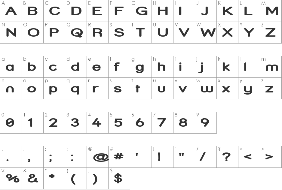 Street Bold Expanded font character map preview