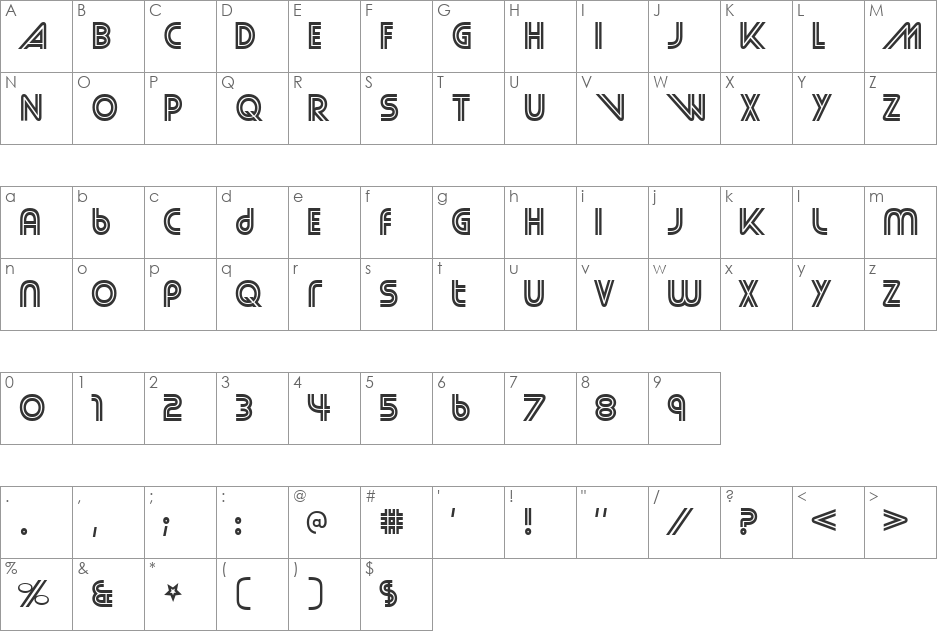 Street Cred font character map preview