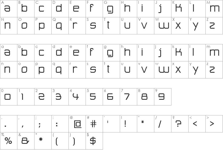 Advanced Architecture font character map preview