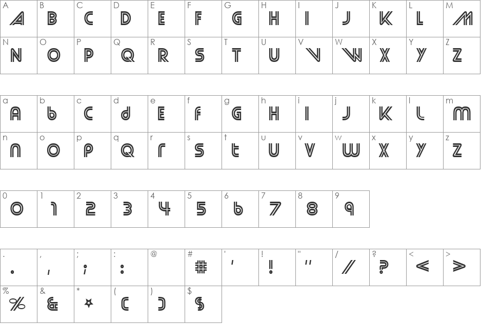 Street Cred font character map preview