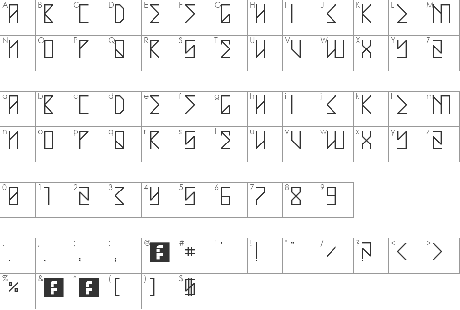Street Math font character map preview