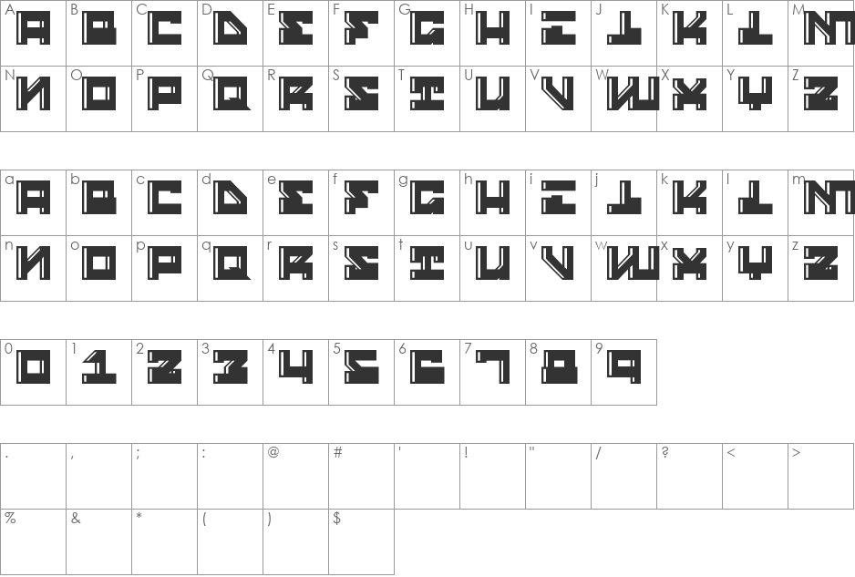 Street Robot Inline font character map preview