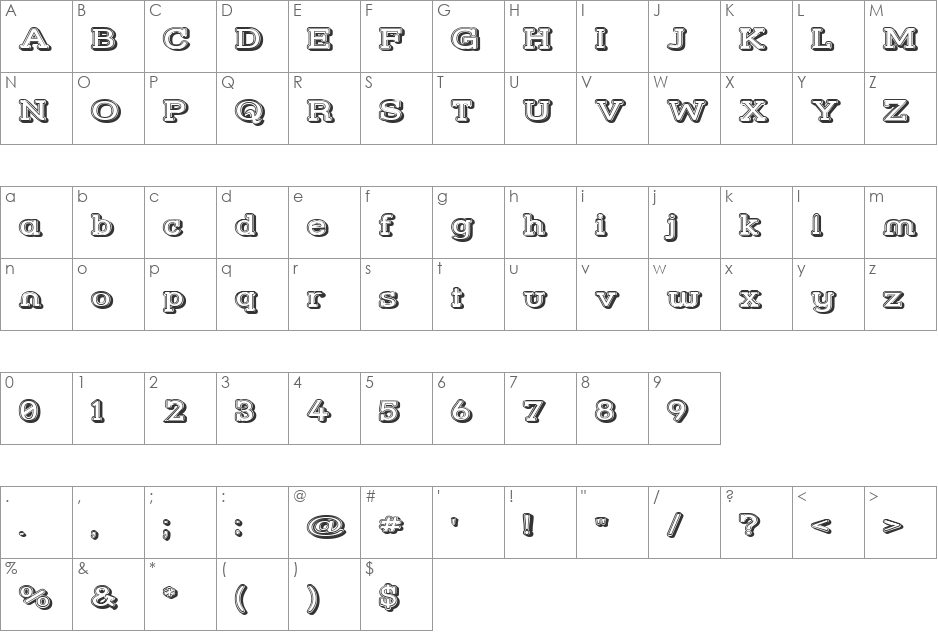 Street Slab - Fortuna Wide font character map preview
