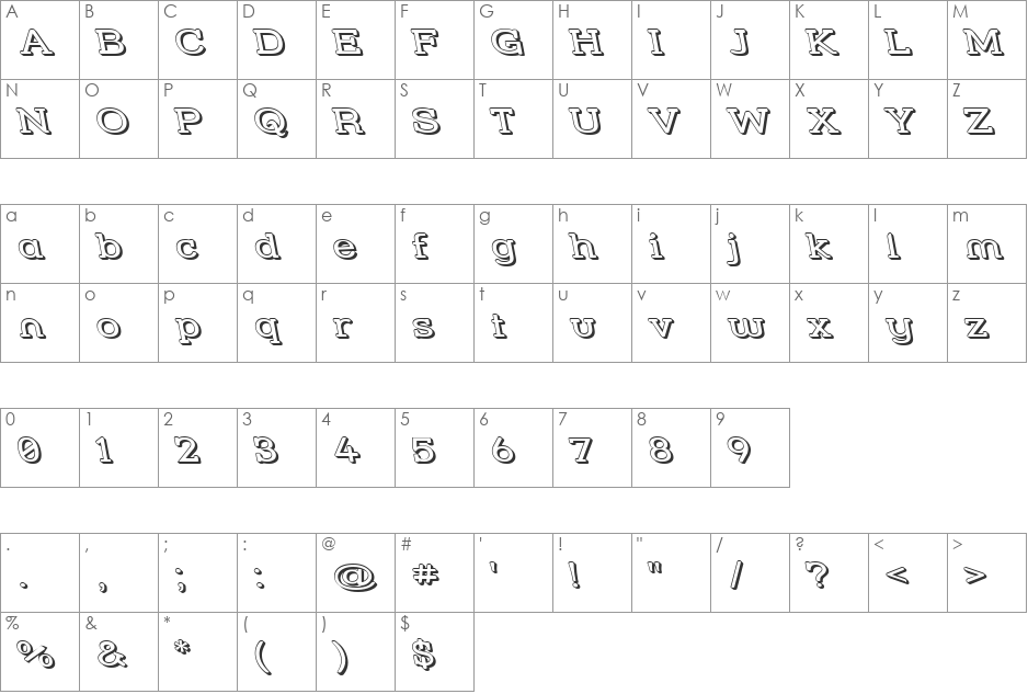 Street Slab - Wide 3D Rev font character map preview