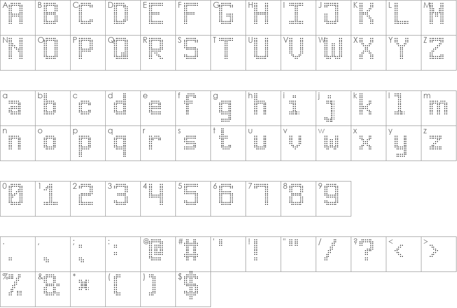 Advanced Dot Digital-7 font character map preview