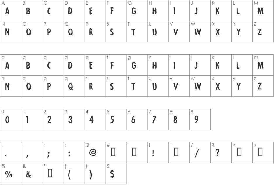Strejka font character map preview