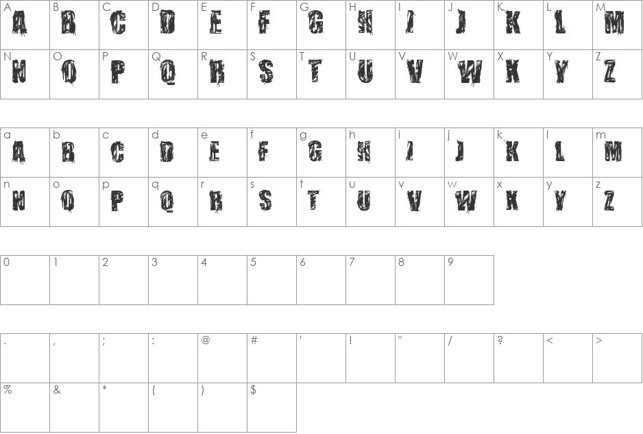 stressberat distort font character map preview