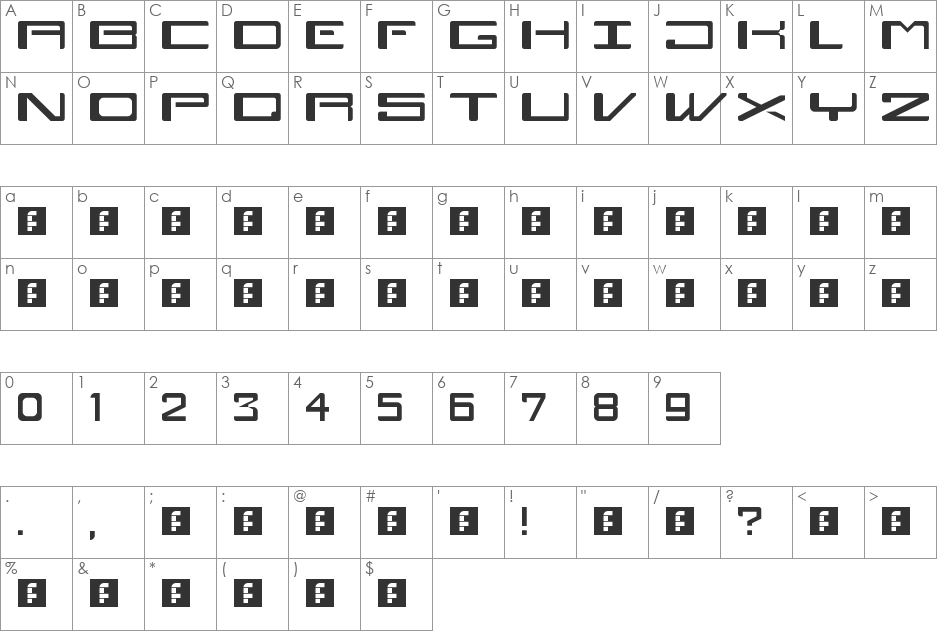 Stretch font character map preview