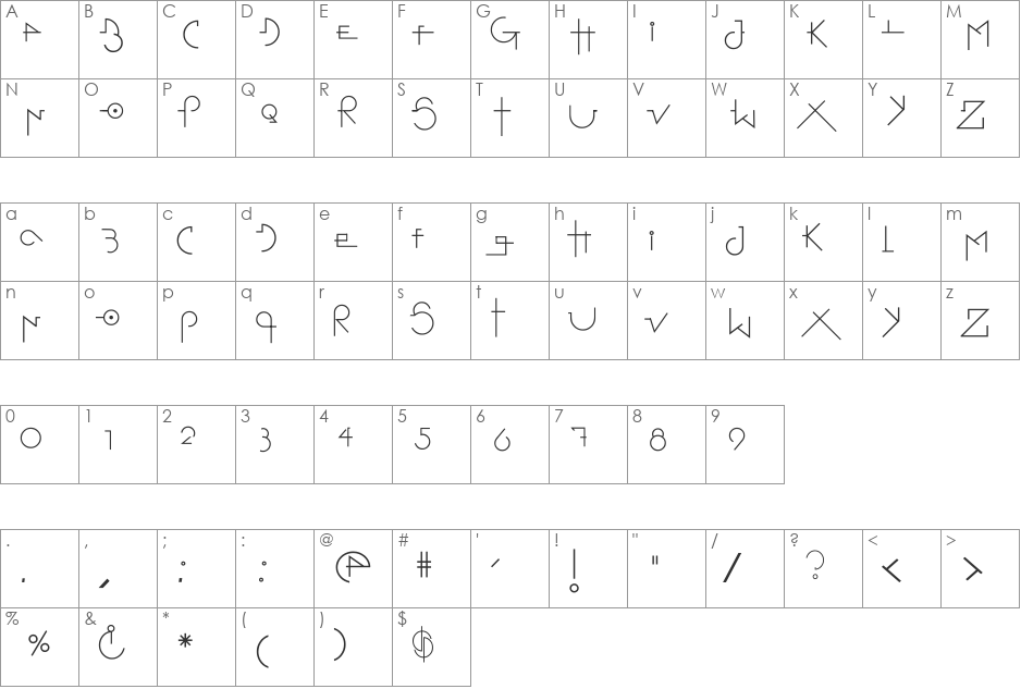 Stretched Signature Flex font character map preview