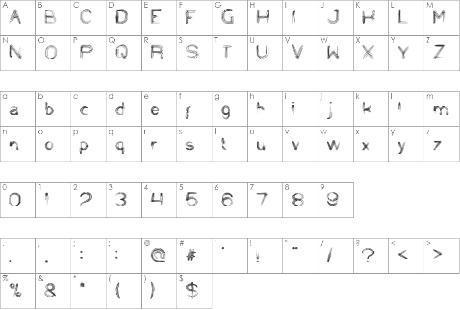 STRING AND WIRE font character map preview