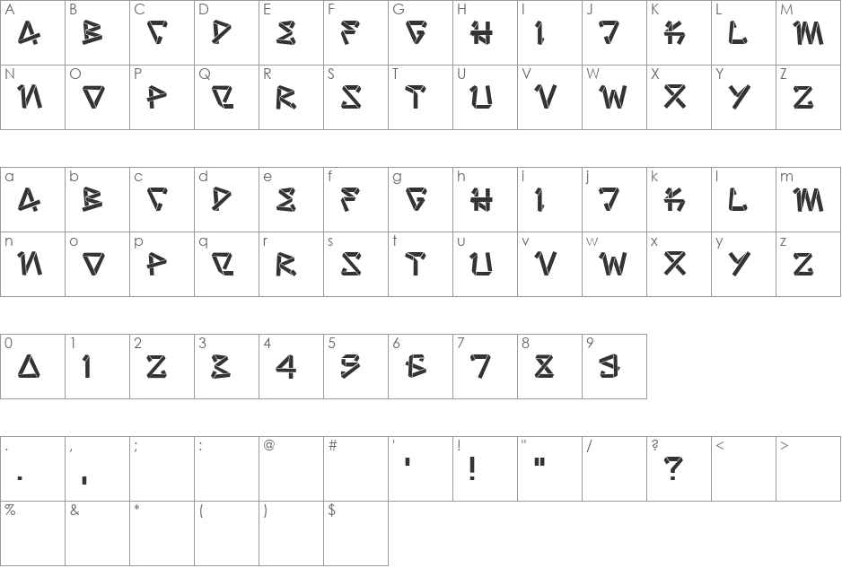 strip joint font character map preview