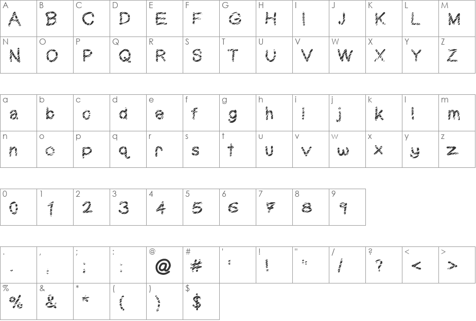 Stripe font character map preview