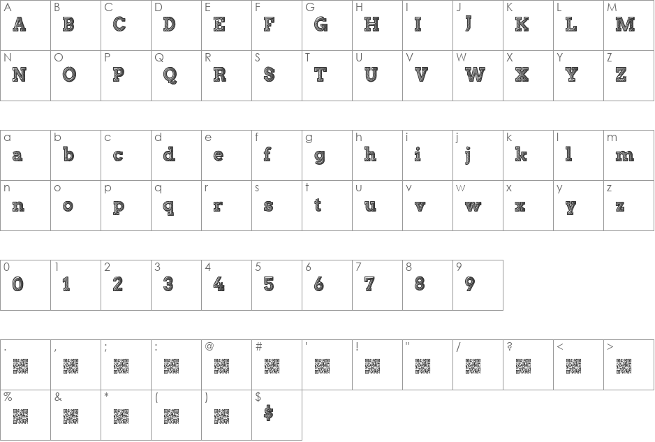 StripeAttack font character map preview