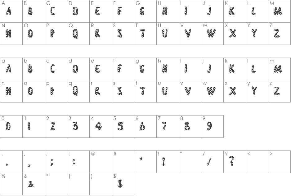 Striped Neckties font character map preview