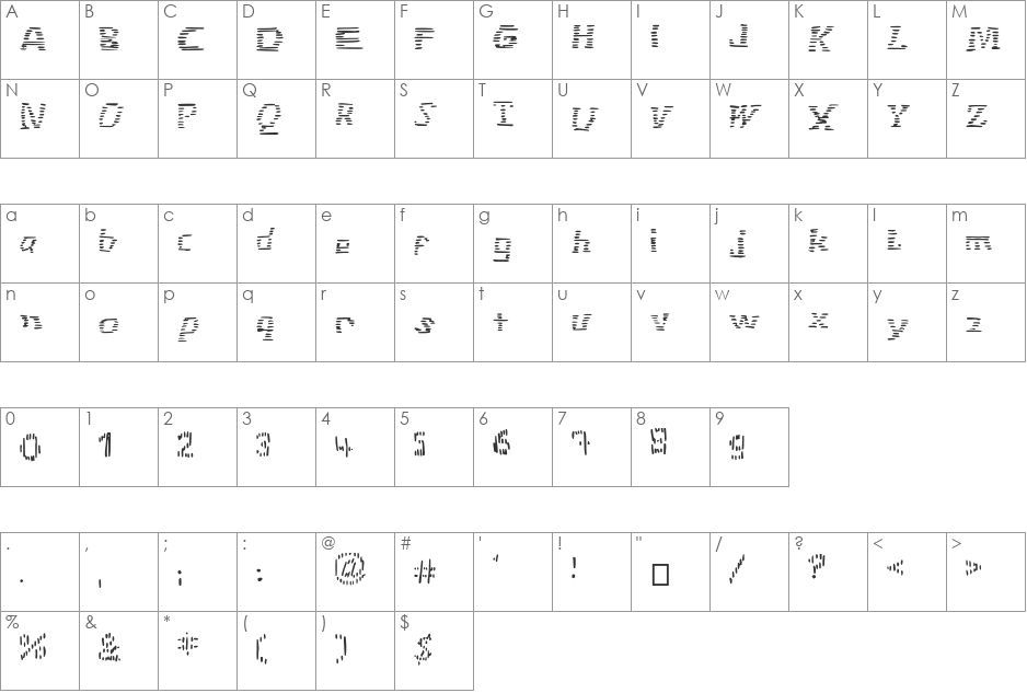 stripefont font character map preview