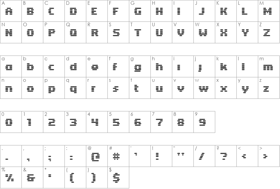 Stripelane font character map preview