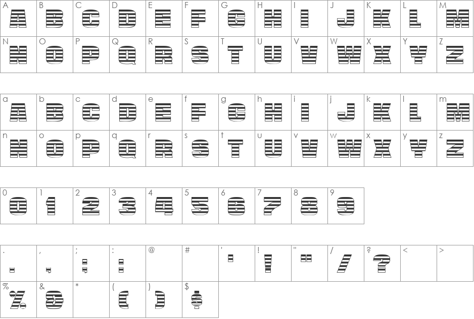 StriperCaps font character map preview