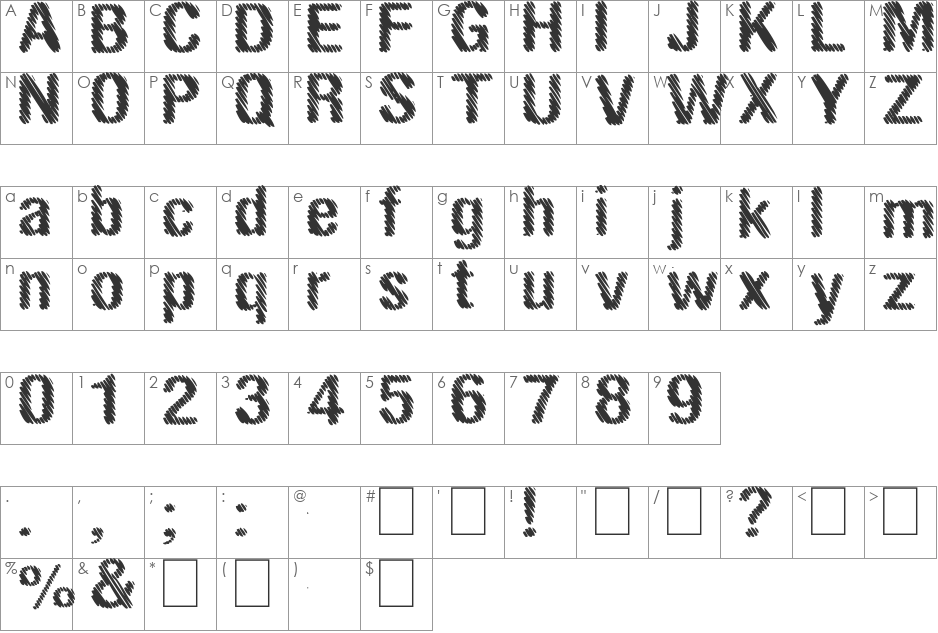 stripes font character map preview