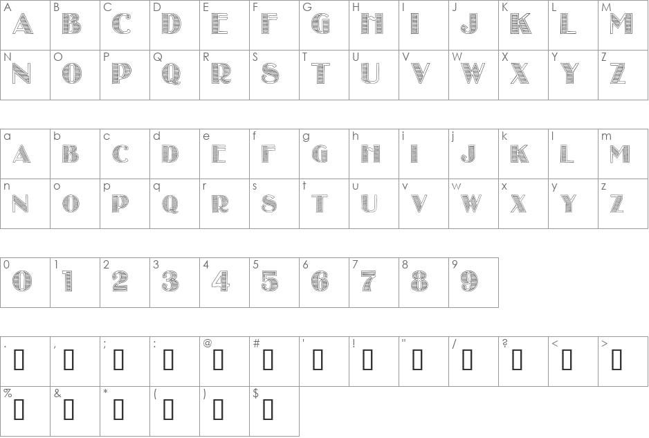 StripesCaps font character map preview