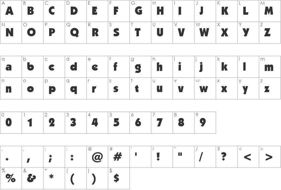 Strippenzieher font character map preview