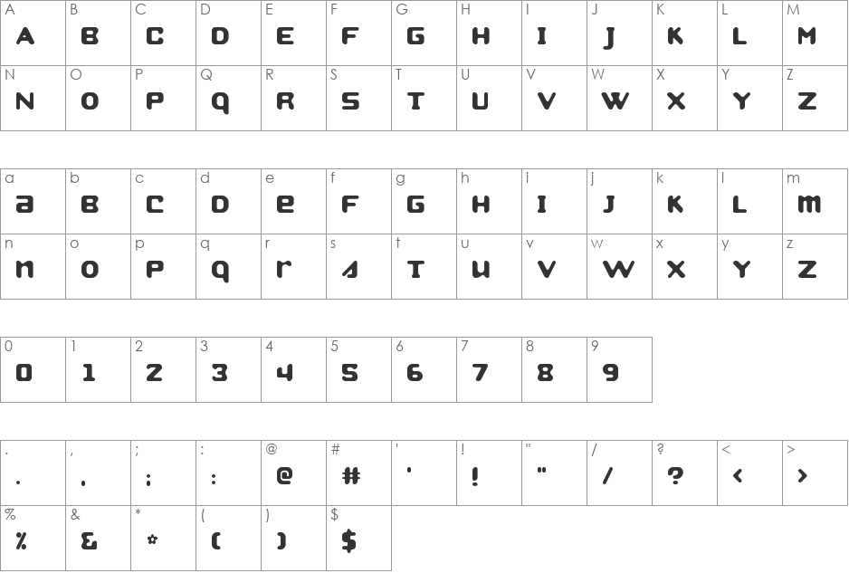 Strobo font character map preview
