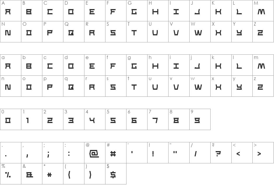 Strong Line 7 font character map preview