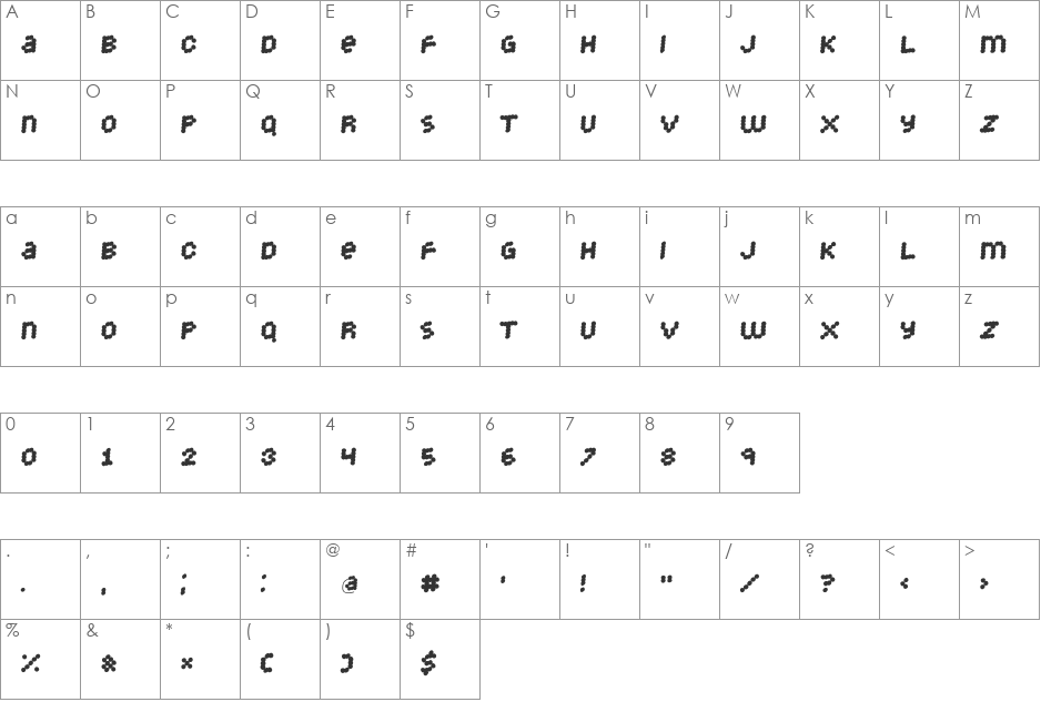 StrongDots font character map preview