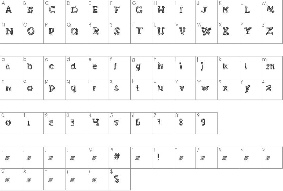 StrongEventDT font character map preview