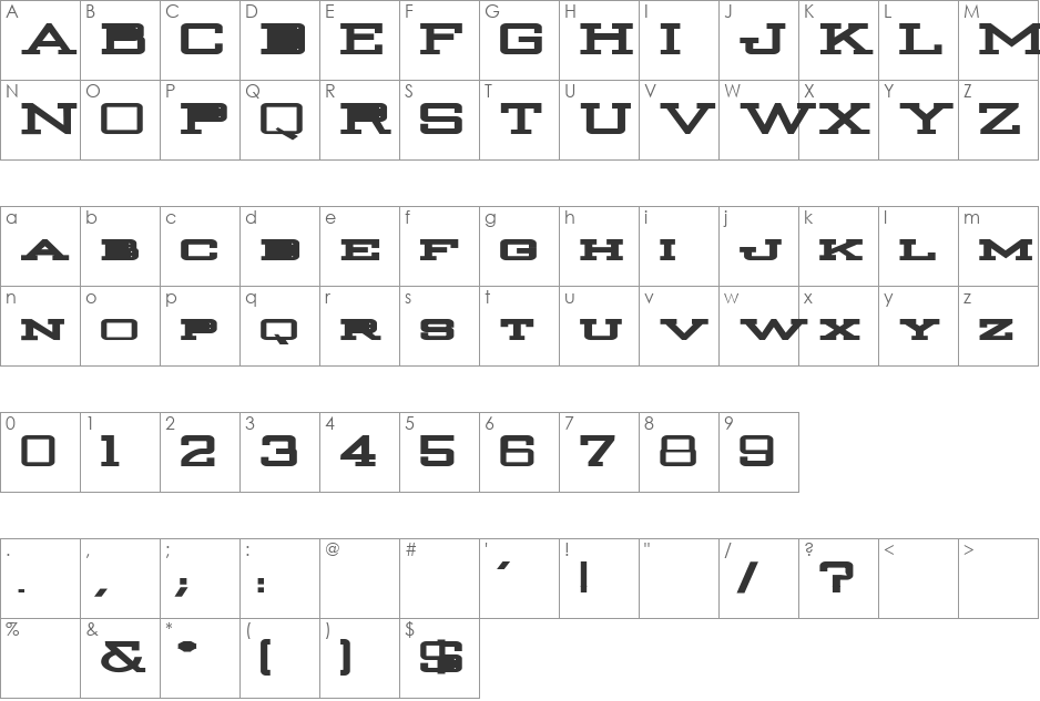 Strongman-Bold font character map preview