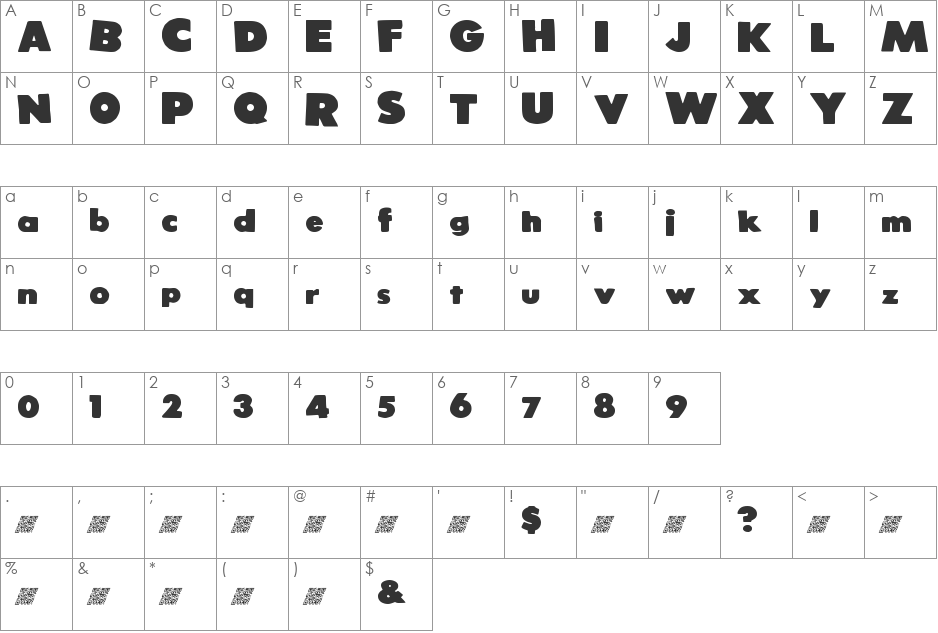 StrongVoid font character map preview