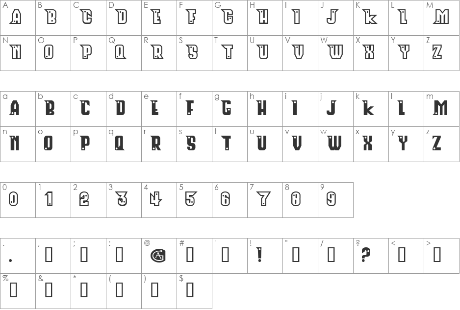 Structure font character map preview