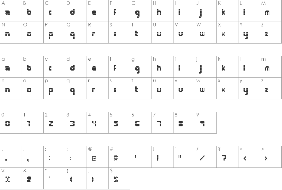 Structure font character map preview