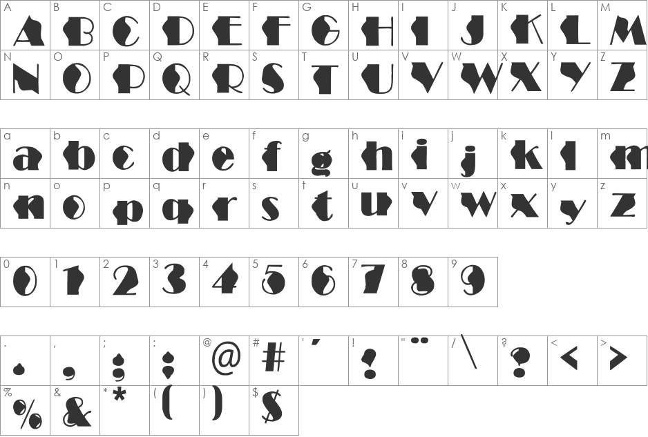 Structure Wave font character map preview