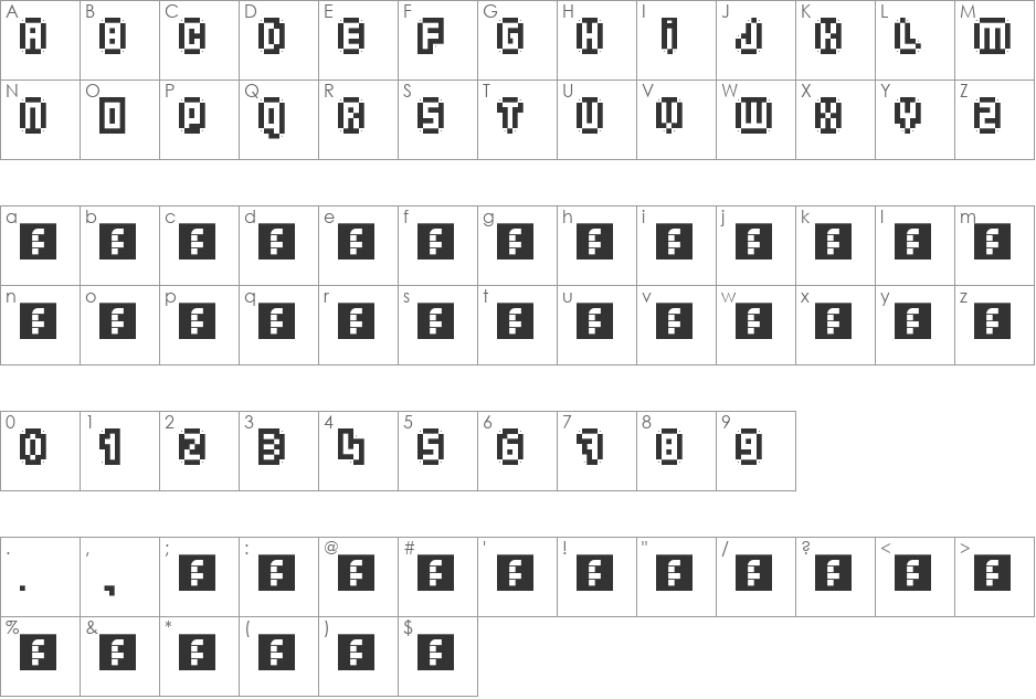 Structured font character map preview