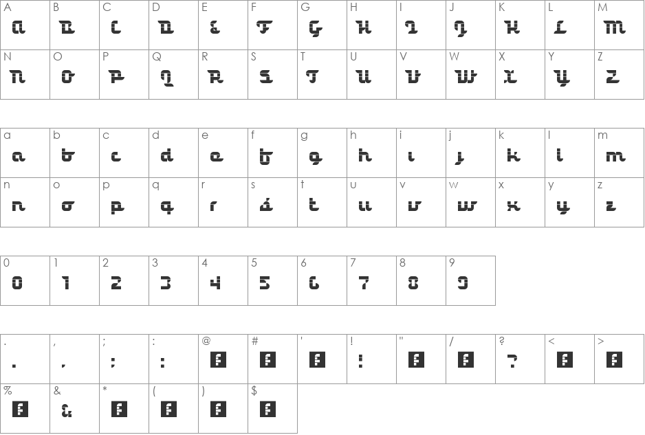 Structurosa Script Cloned font character map preview