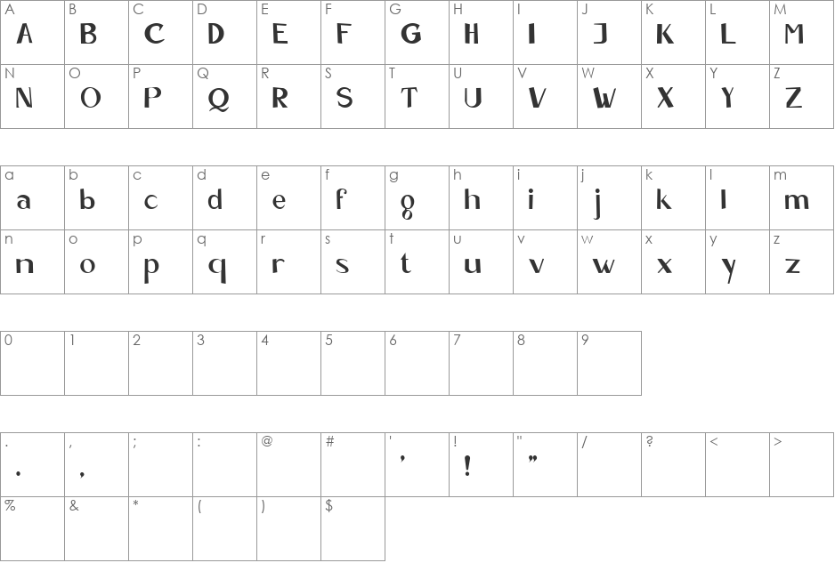 Strumbelflumble font character map preview
