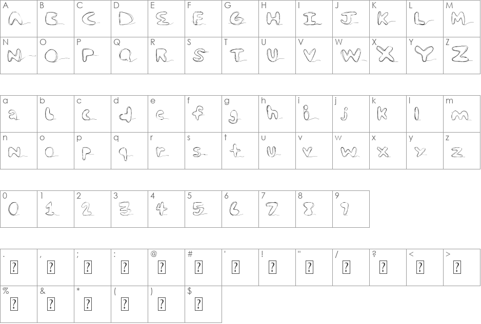 strungout font character map preview