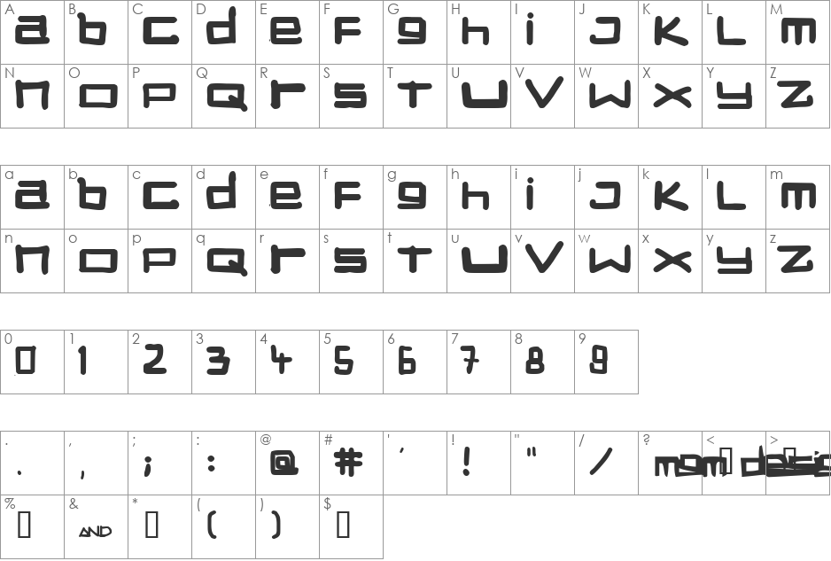 STUCK font character map preview