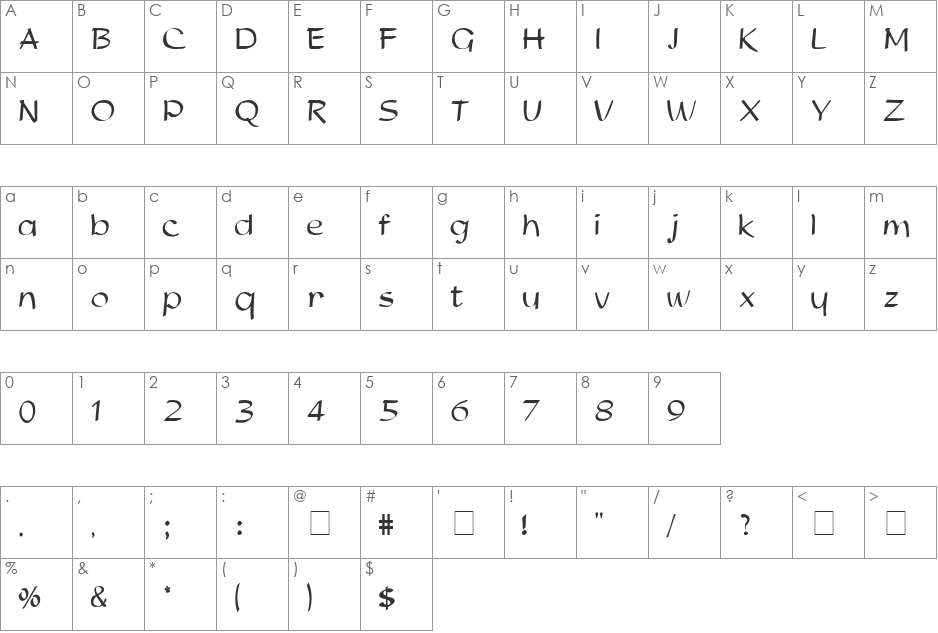 Stud font character map preview