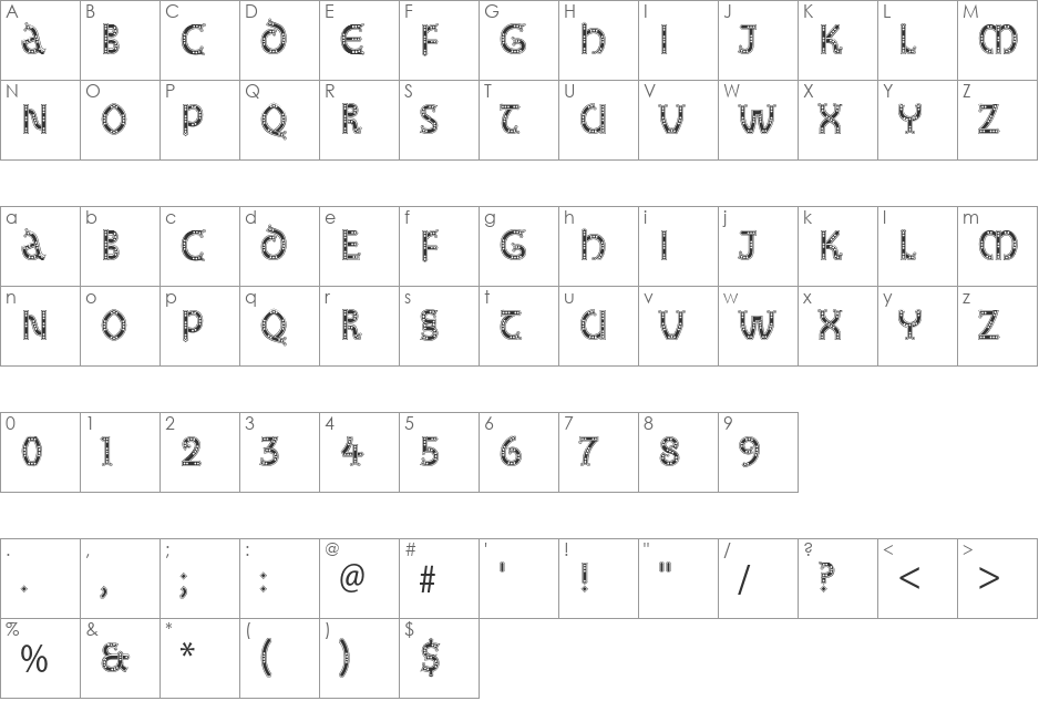 Studz Std font character map preview