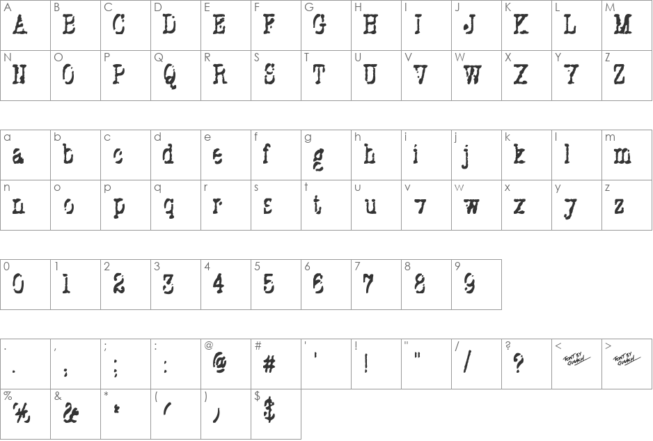 Stuk Puk font character map preview