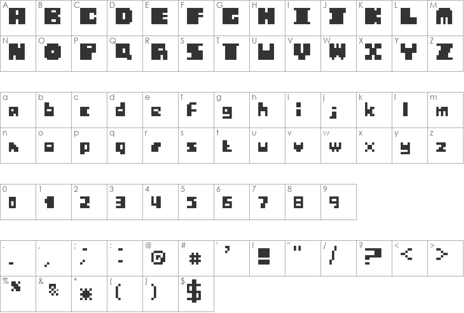 Stumpy Trumpy font character map preview