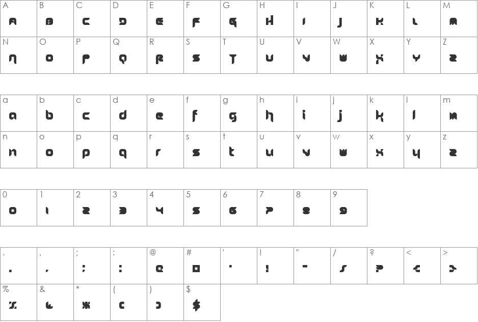 Stuntcroft font character map preview