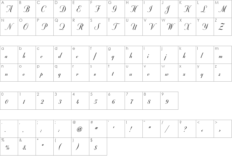 StuyvesantICG font character map preview