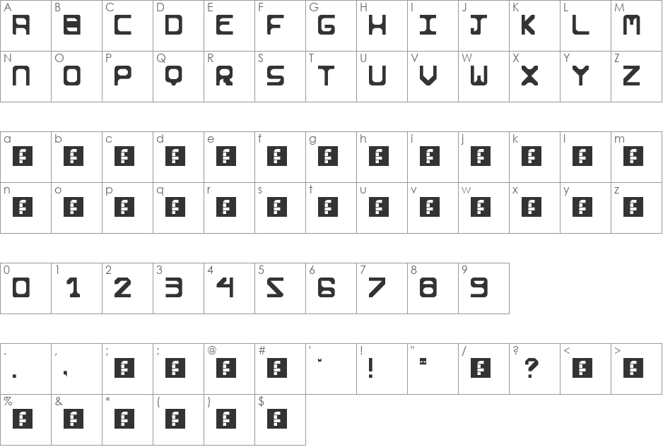 Stylish I font character map preview