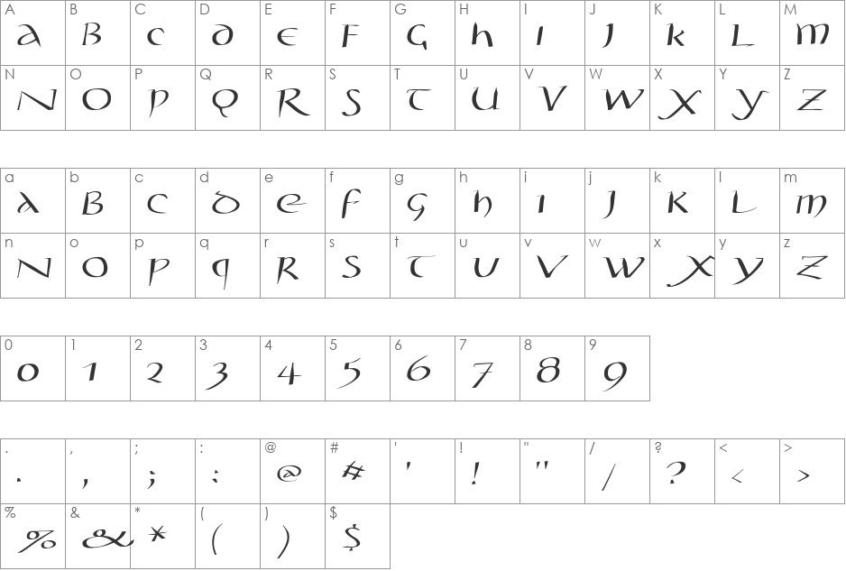 StylosCapitaleAD100 font character map preview